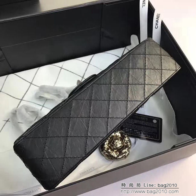 香奈兒CHANEL 225 進口大象紋胎牛皮金銀扣單肩斜挎鏈條包 DSC2038